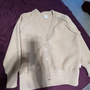 Aerie Light Tan Cardigan Sweater